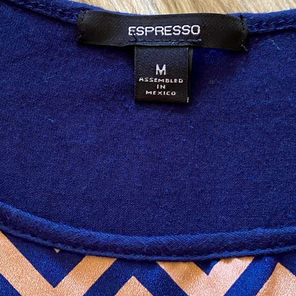 Espresso Abstract Print Chevron Navy Blue & Dusty Pink w Solid Navy Bac… - Picture 8 of 11